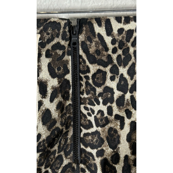 Alice + Olivia Connley Fitted Slim Pants in Brown Animal Print Pants Size 0 - Picture 7 of 12